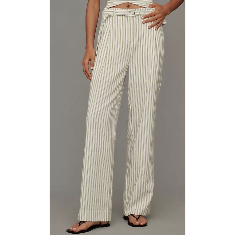 Anthropologie English Factory green striped trouser and tank set size XL - Picture 12 of 13